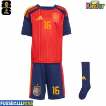 Spanien Rodri Hernandez #16 Heimtrikotsatz Kinder WM 2026 Kurzarm (+ Kurze Hosen)